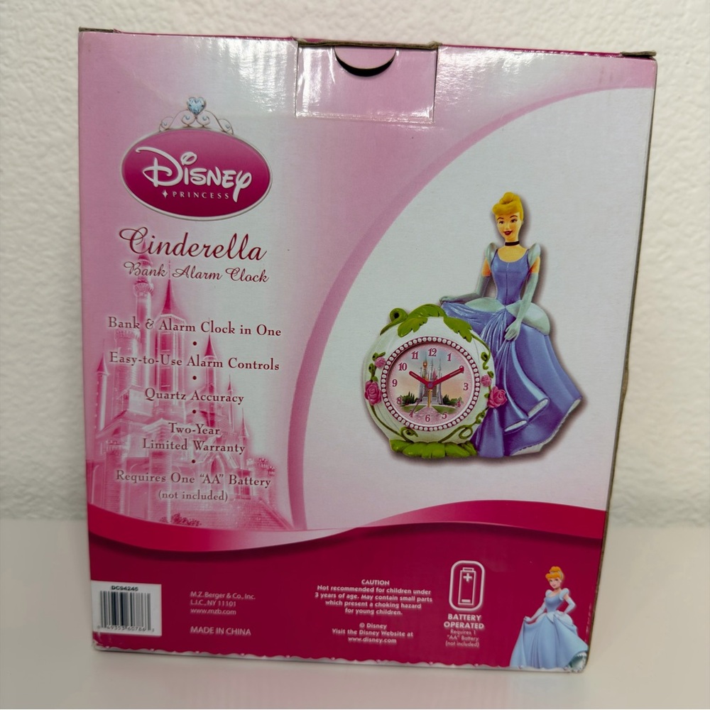 Disney Princess Cinderella Bank Alarm Clock Collectible Coin Bank & Clock NIB - Picture 5 of 9
